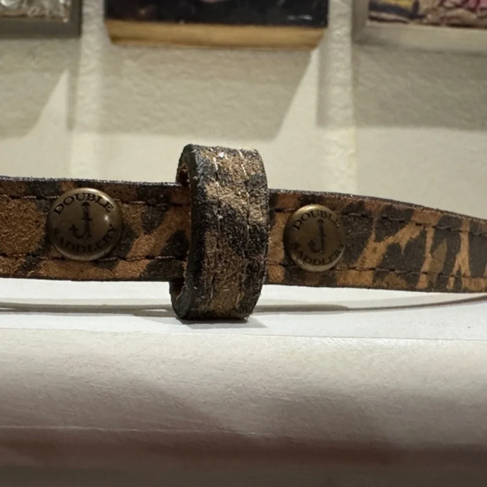 Double J Saddlery Cheetah Print Suede Print Leather Belt, Brass‎ Buckle, Size 34